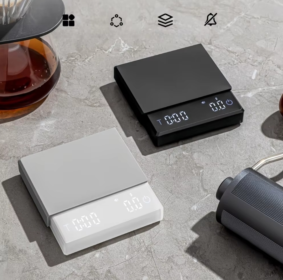 Kitchen Gadgets Electronic - Mini Elektronische Kaffeewaage, Intelligente Pulver-Wasser-Verhältnis-Messung, USB-Silikonpad,