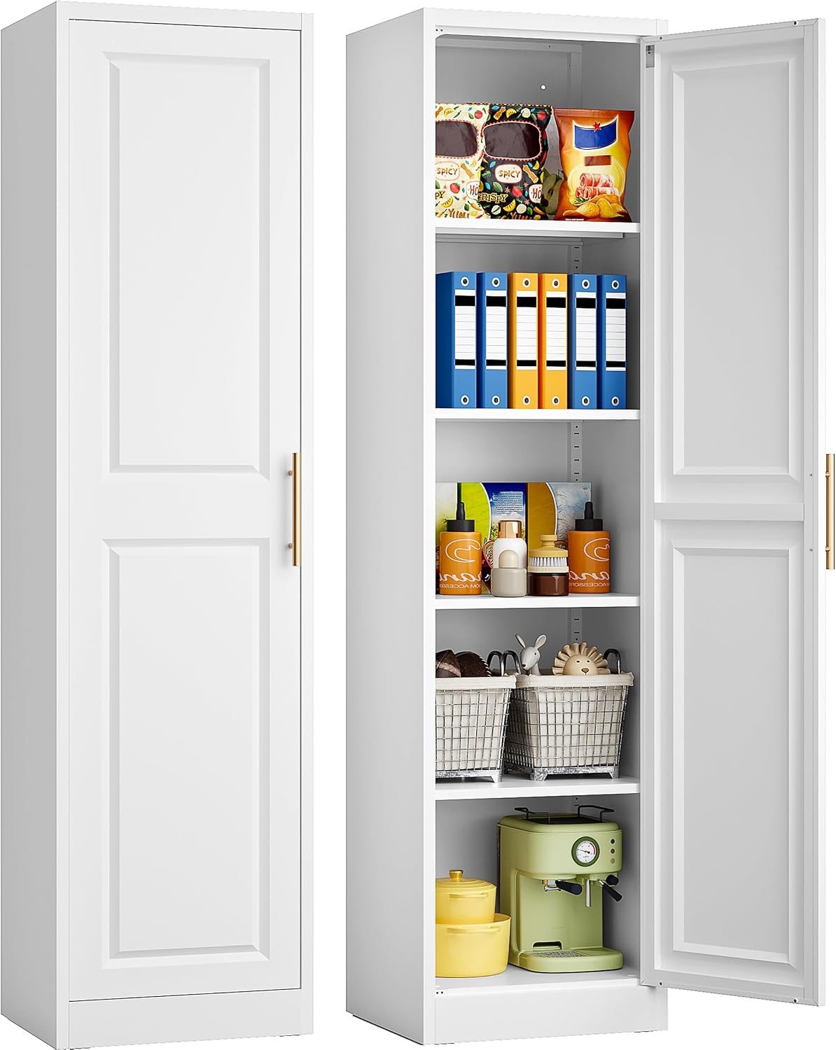 Kitchen Gadgets Organizer - Hoher, schmaler Aufbewahrungsschrank mit einer Tür