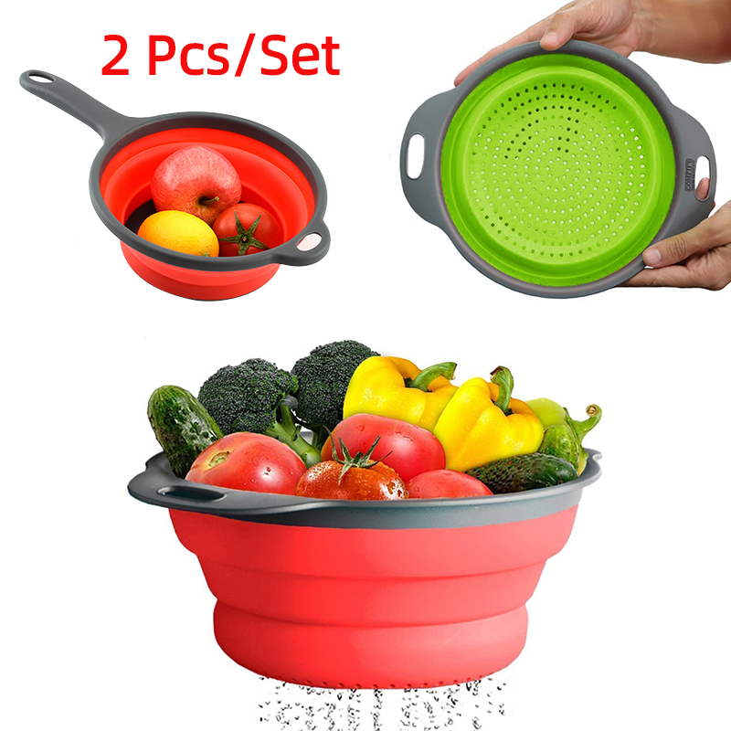 Silicone Steamer Basket - 2 Teile/satz Faltbare Silikon Sieb Obst