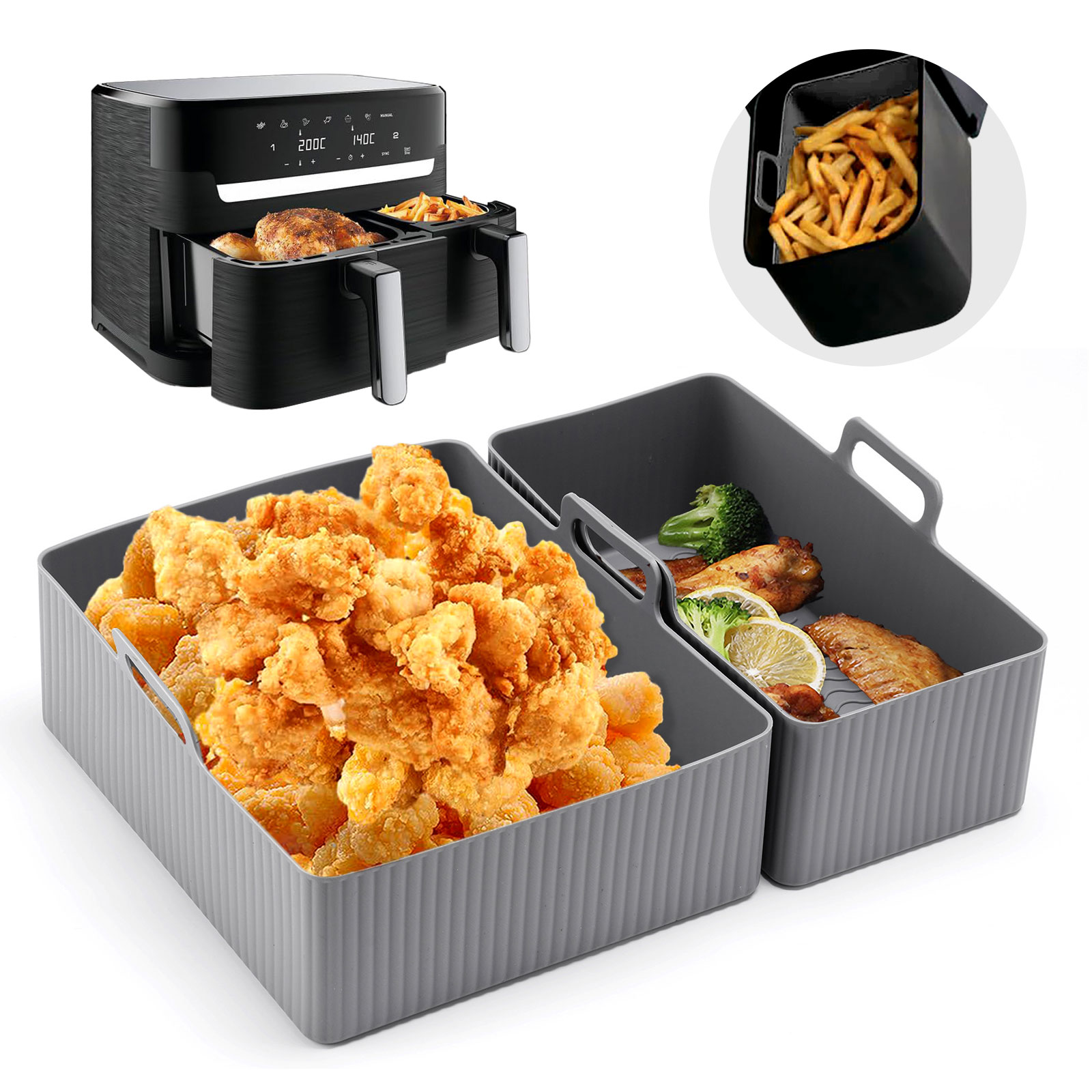 2 teile/satz Silikon Air Frite – Silicone Steamer Basket Bewertung und Preis